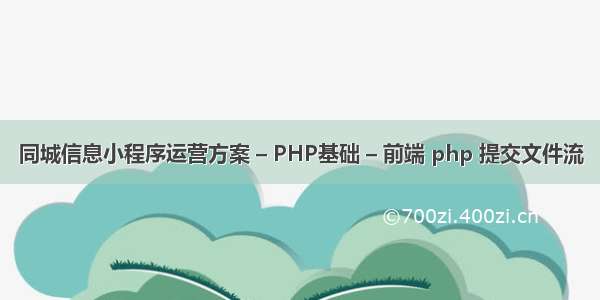 同城信息小程序运营方案 – PHP基础 – 前端 php 提交文件流