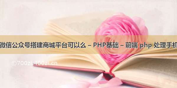 用微信公众号搭建商城平台可以么 – PHP基础 – 前端 php 处理手机号