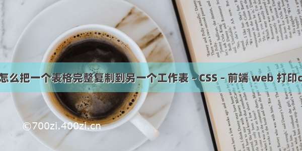 Excel怎么把一个表格完整复制到另一个工作表 – CSS – 前端 web 打印css样式