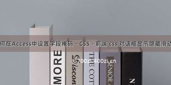 如何在Access中设置字段掩码 – CSS – 前端 css 对话框显示隐藏滑动条