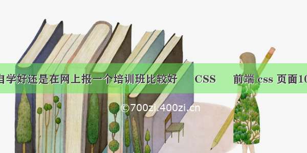 是自学好还是在网上报一个培训班比较好 – CSS – 前端 css 页面100%