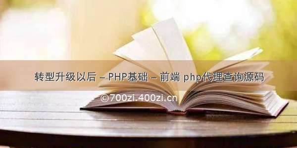 转型升级以后 – PHP基础 – 前端 php代理查询源码