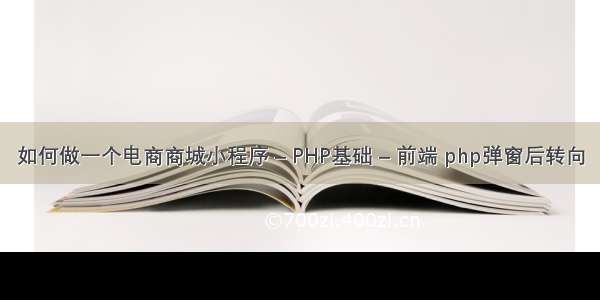 如何做一个电商商城小程序 – PHP基础 – 前端 php弹窗后转向