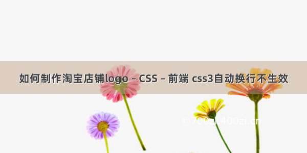 如何制作淘宝店铺logo – CSS – 前端 css3自动换行不生效