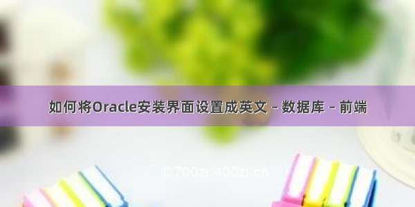 如何将Oracle安装界面设置成英文 – 数据库 – 前端