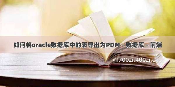 如何将oracle数据库中的表导出为PDM – 数据库 – 前端