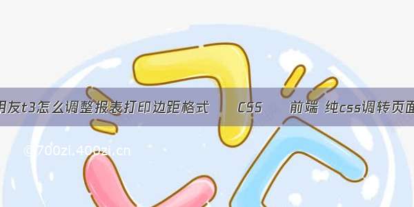 用友t3怎么调整报表打印边距格式 – CSS – 前端 纯css调转页面