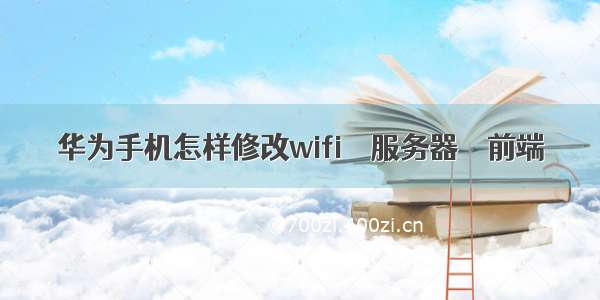 华为手机怎样修改wifi – 服务器 – 前端