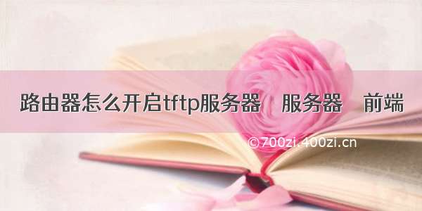 路由器怎么开启tftp服务器 – 服务器 – 前端