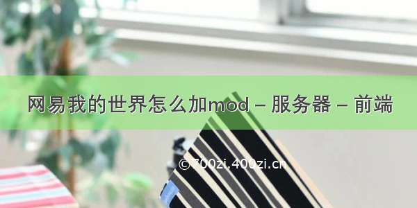 网易我的世界怎么加mod – 服务器 – 前端