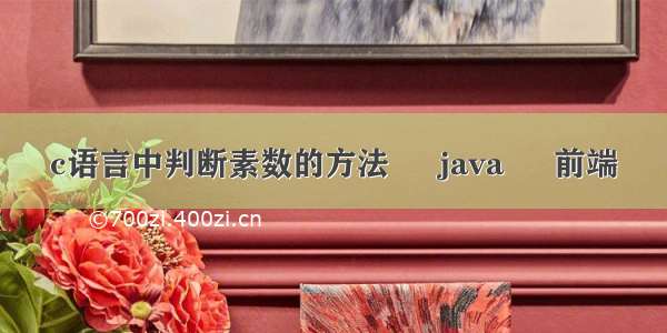 c语言中判断素数的方法 – java – 前端