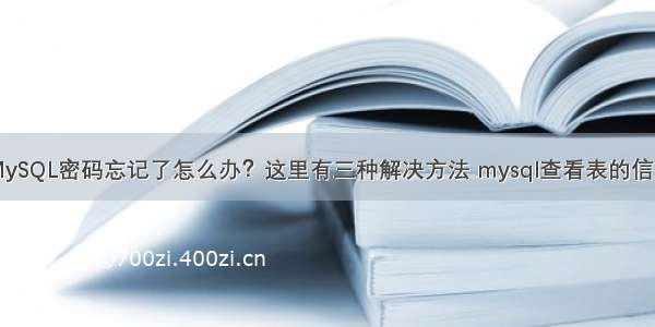 MySQL密码忘记了怎么办？这里有三种解决方法 mysql查看表的信息