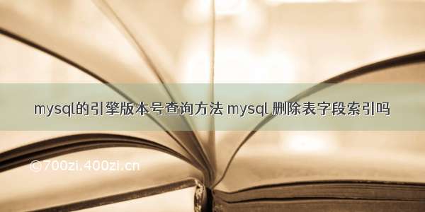 mysql的引擎版本号查询方法 mysql 删除表字段索引吗