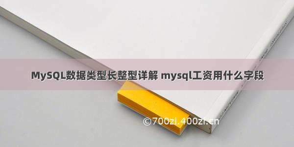 MySQL数据类型长整型详解 mysql工资用什么字段