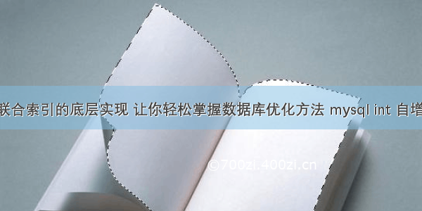 mysql联合索引的底层实现 让你轻松掌握数据库优化方法 mysql int 自增最大值