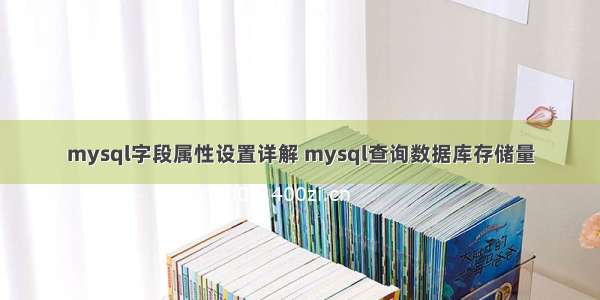 mysql字段属性设置详解 mysql查询数据库存储量