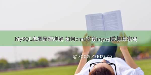 MySQL底层原理详解 如何cmd安装mysql数据库密码