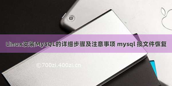 Linux安装MySQL的详细步骤及注意事项 mysql 按文件恢复