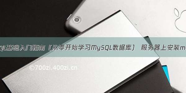 MySQL基础入门指南（从零开始学习MySQL数据库） 服务器上安装mysql