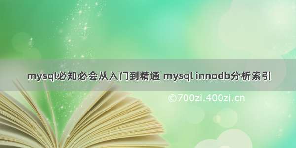 mysql必知必会从入门到精通 mysql innodb分析索引