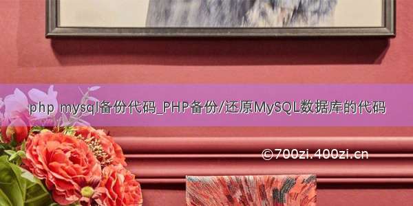 php mysql备份代码_PHP备份/还原MySQL数据库的代码