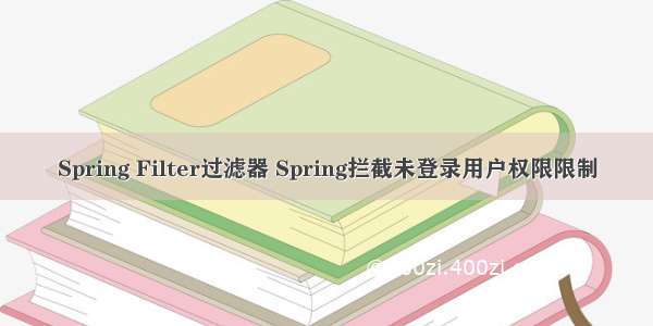 Spring Filter过滤器 Spring拦截未登录用户权限限制