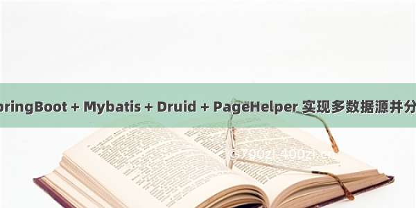 SpringBoot + Mybatis + Druid + PageHelper 实现多数据源并分页