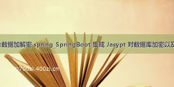 boot数据加解密 spring_SpringBoot 集成 Jasypt 对数据库加密以及踩坑