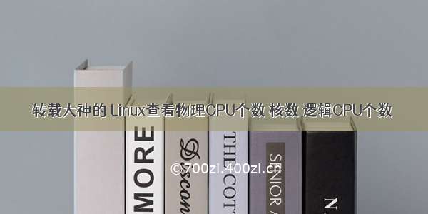 转载大神的 Linux查看物理CPU个数 核数 逻辑CPU个数