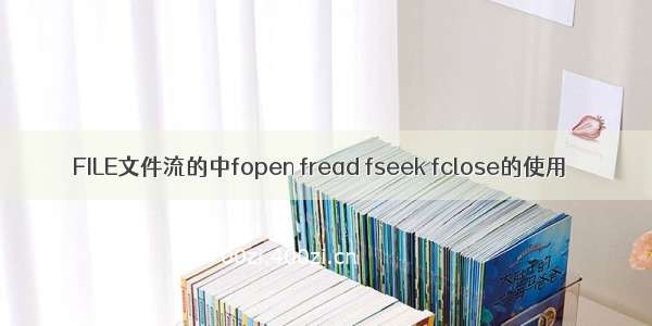 FILE文件流的中fopen fread fseek fclose的使用