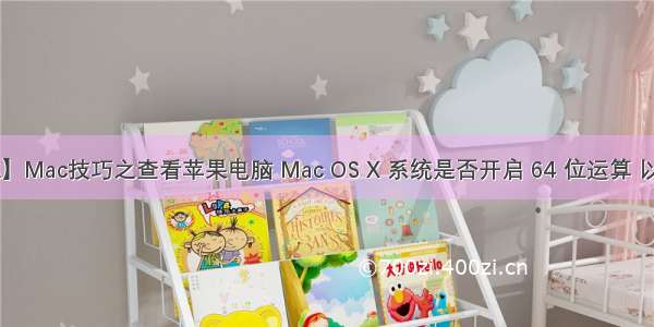 【BETA】Mac技巧之查看苹果电脑 Mac OS X 系统是否开启 64 位运算 以及设置 3