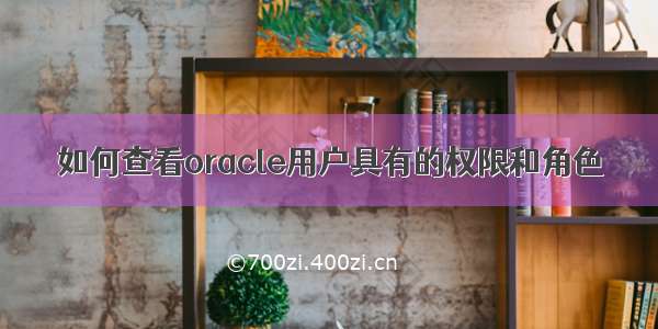 如何查看oracle用户具有的权限和角色