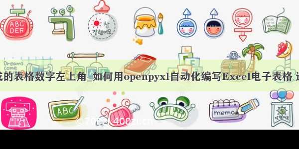 npoi生成的表格数字左上角_如何用openpyxl自动化编写Excel电子表格 进阶篇 下