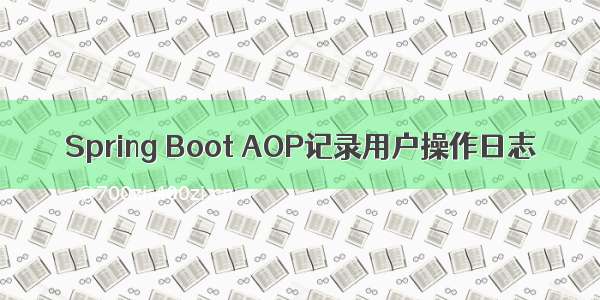 Spring Boot AOP记录用户操作日志