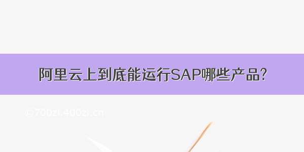 阿里云上到底能运行SAP哪些产品?