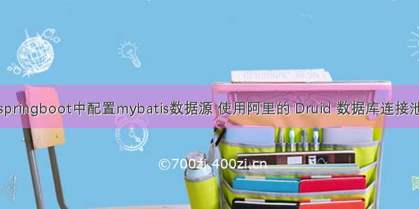 springboot中配置mybatis数据源 使用阿里的 Druid 数据库连接池