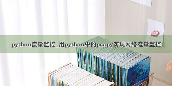 python流量监控_用python中的pcapy实现网络流量监控