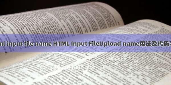 html input file name HTML Input FileUpload name用法及代码示例