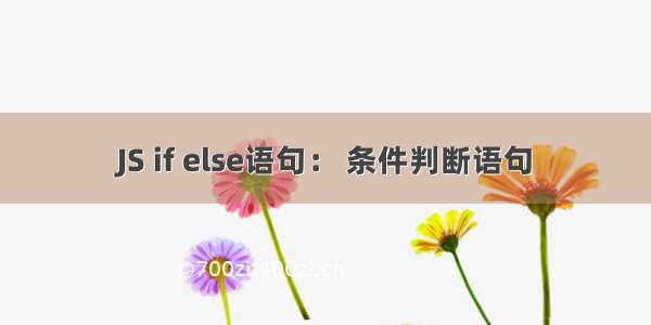 JS if else语句： 条件判断语句