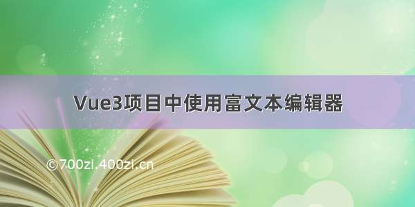 Vue3项目中使用富文本编辑器