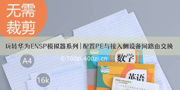 玩转华为ENSP模拟器系列 | 配置PE与接入侧设备间路由交换