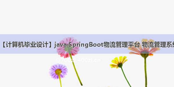 【计算机毕业设计】java SpringBoot物流管理平台 物流管理系统