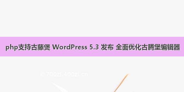 php支持古藤煲 WordPress 5.3 发布 全面优化古腾堡编辑器