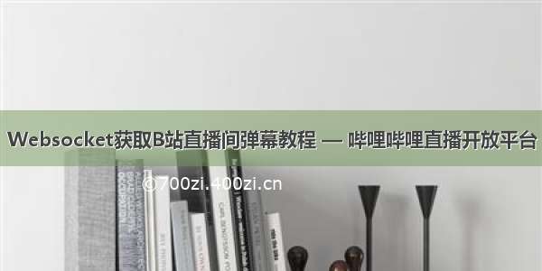 Websocket获取B站直播间弹幕教程 — 哔哩哔哩直播开放平台