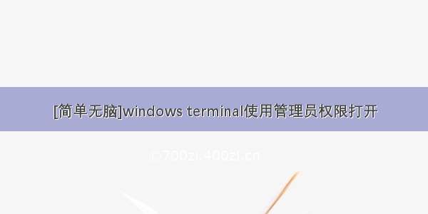 [简单无脑]windows terminal使用管理员权限打开