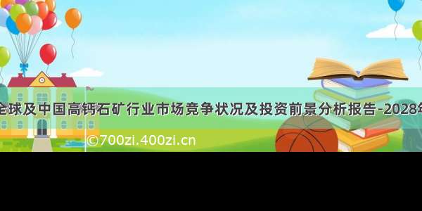 全球及中国高钙石矿行业市场竞争状况及投资前景分析报告-2028年