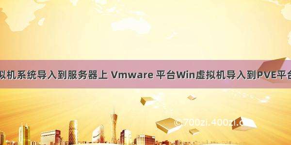 虚拟机系统导入到服务器上 Vmware 平台Win虚拟机导入到PVE平台上