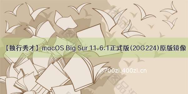 【独行秀才】macOS Big Sur 11.6.1正式版(20G224)原版镜像