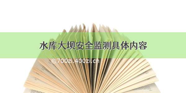 水库大坝安全监测具体内容