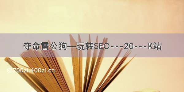 夺命雷公狗—玩转SEO---20---K站